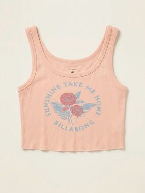 Billabong Peach Pink Floral Graphic Crop Tank